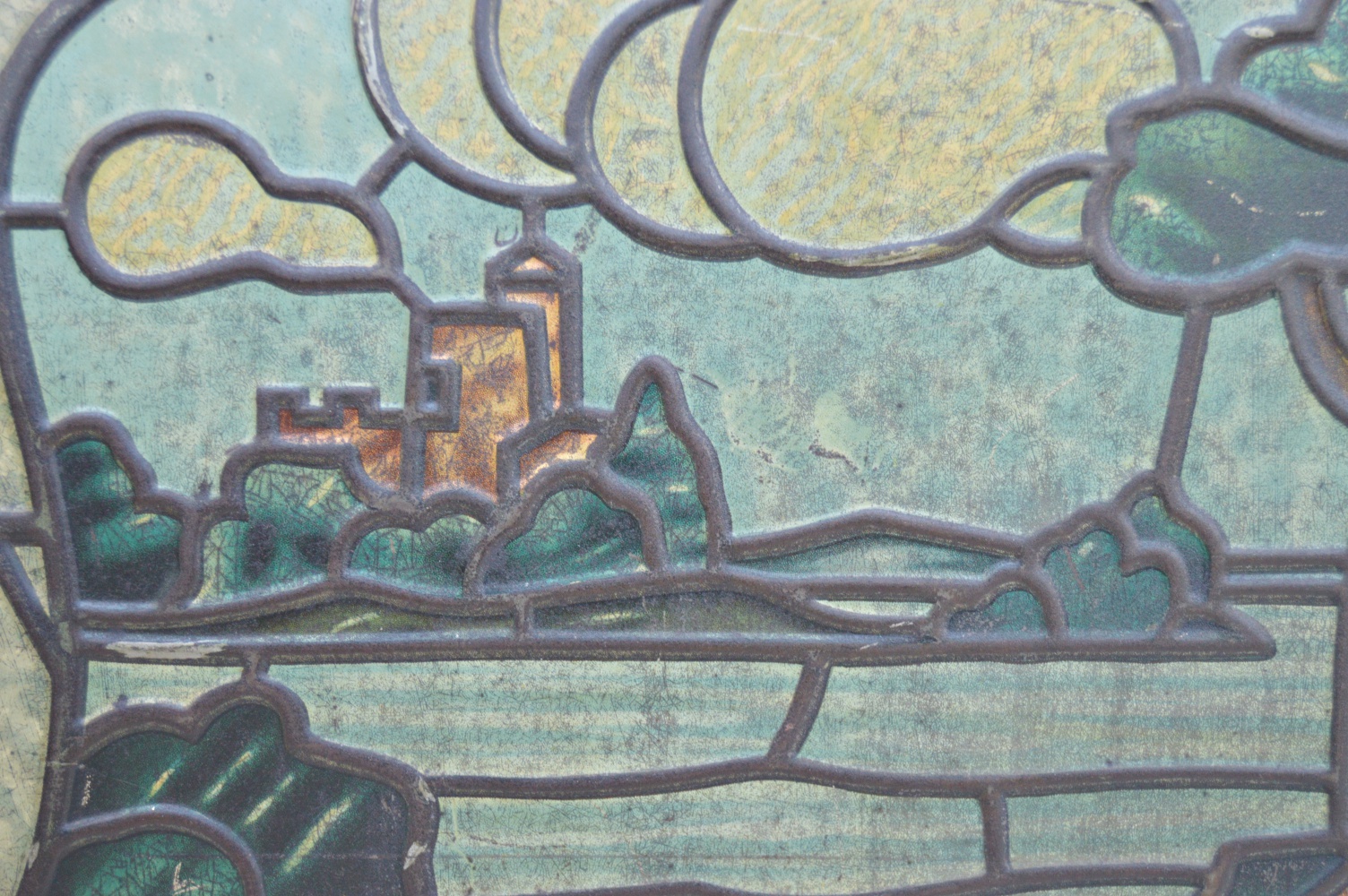 Art Nouveau Painted Tin Fire Screen