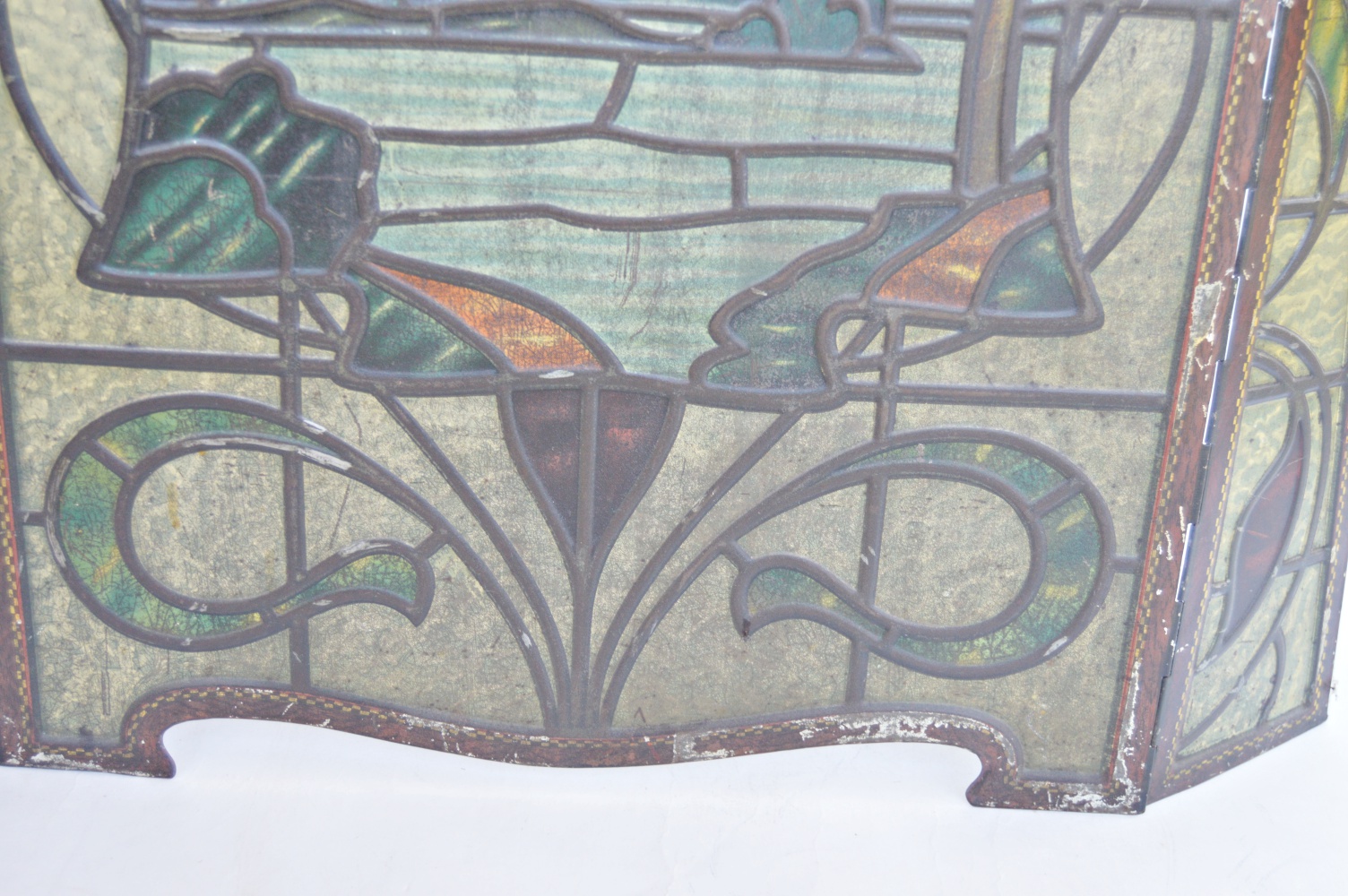 Art Nouveau Painted Tin Fire Screen
