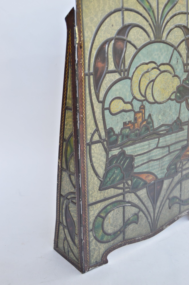 Art Nouveau Painted Tin Fire Screen