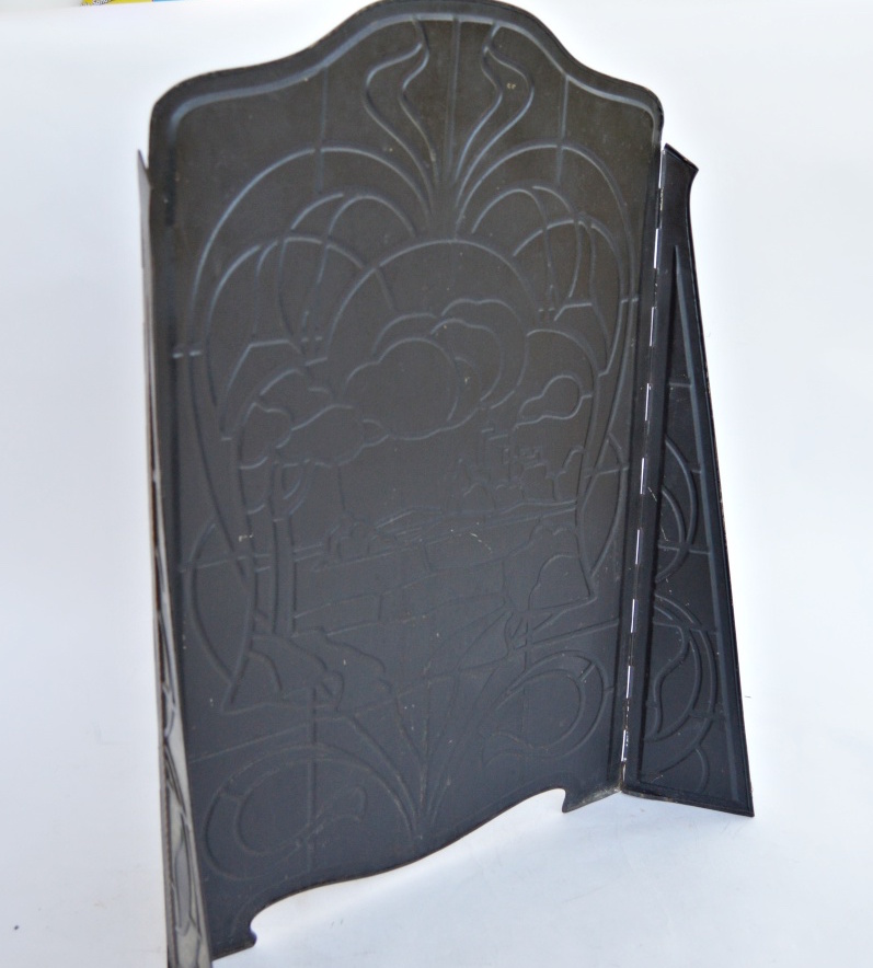 Art Nouveau Painted Tin Fire Screen