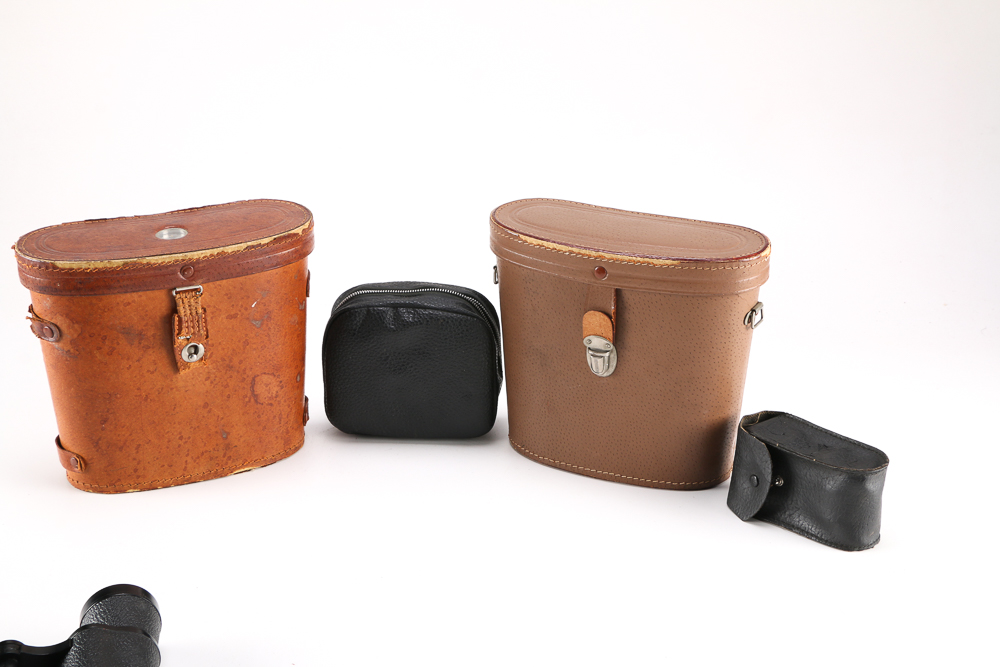 Four Vintage Binoculars with Carrying Cases