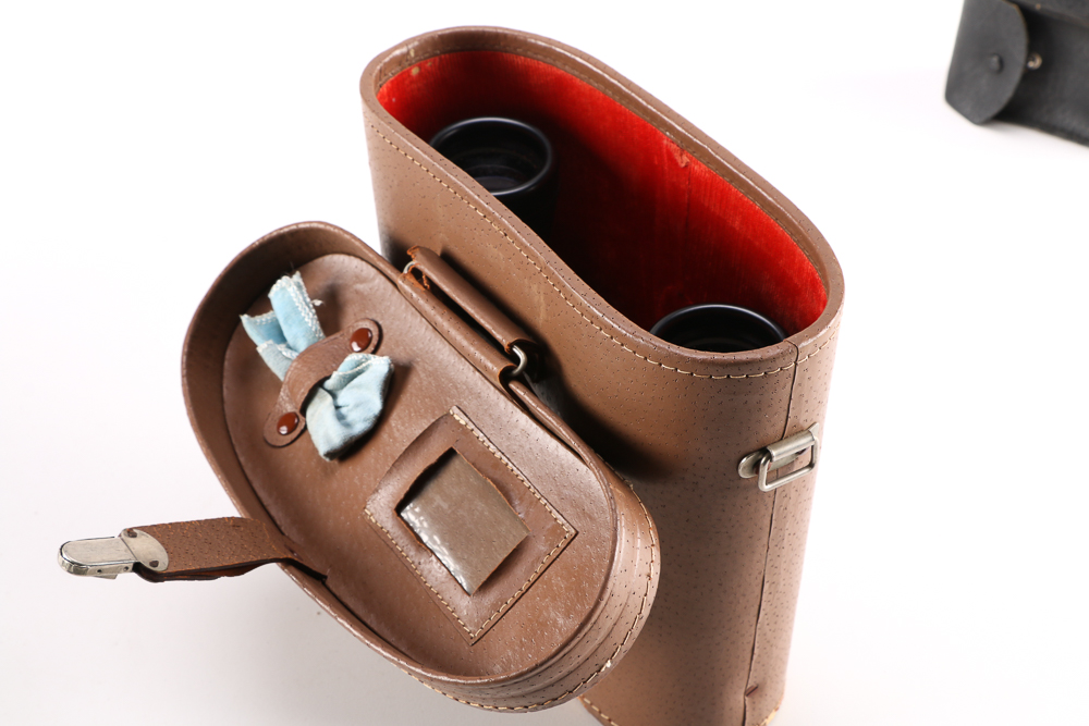 Four Vintage Binoculars with Carrying Cases