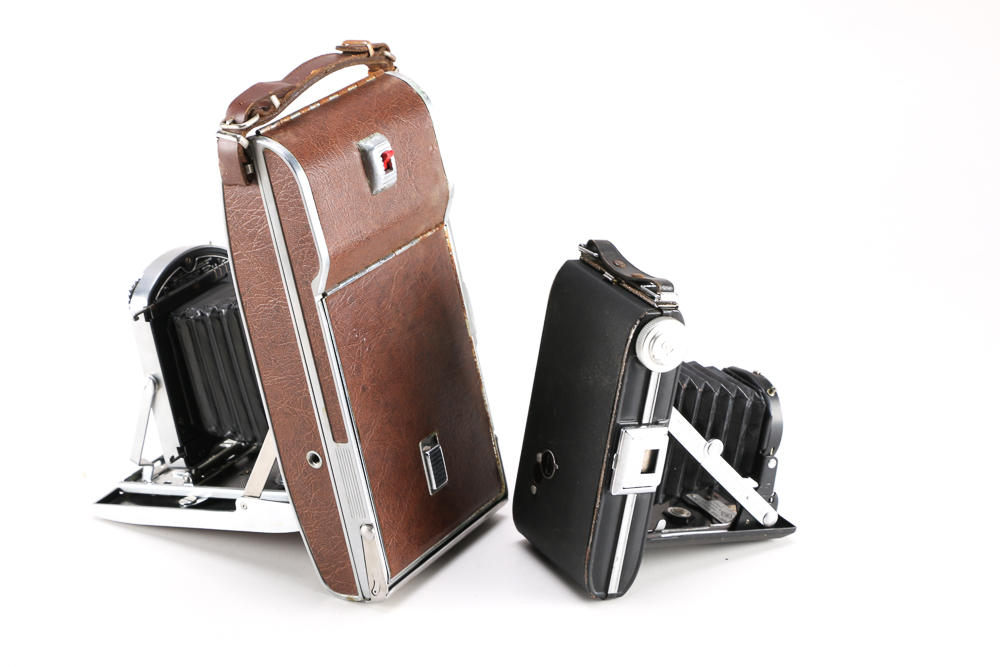 Collection of Vintage Instant and Folding Cameras