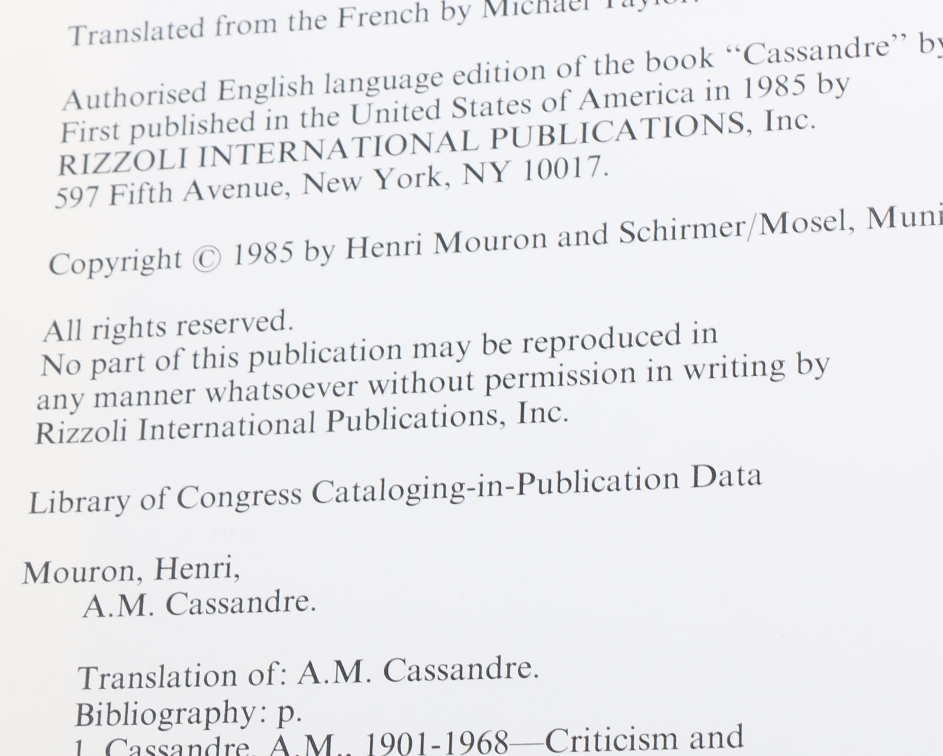 Three A.M. Cassandre Books