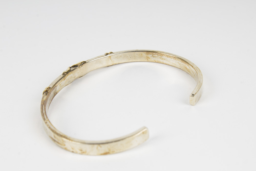 Sterling Silver and 18 Karat Gold Narrow Cuff Bracelet