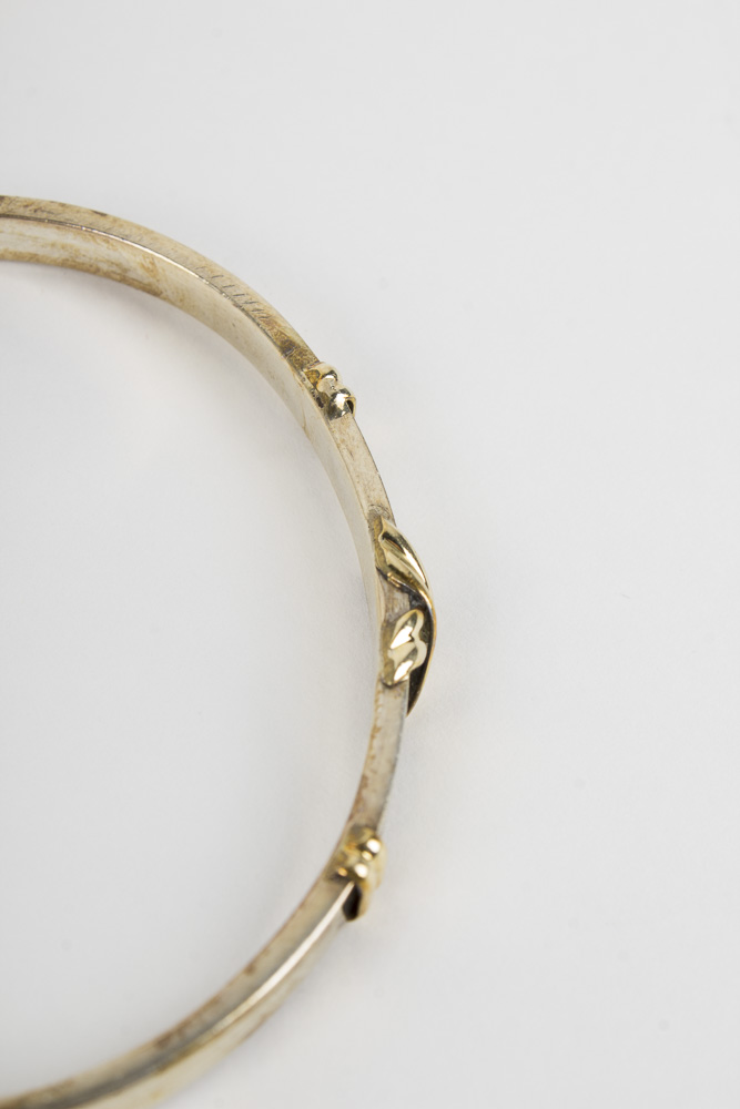 Sterling Silver and 18 Karat Gold Narrow Cuff Bracelet