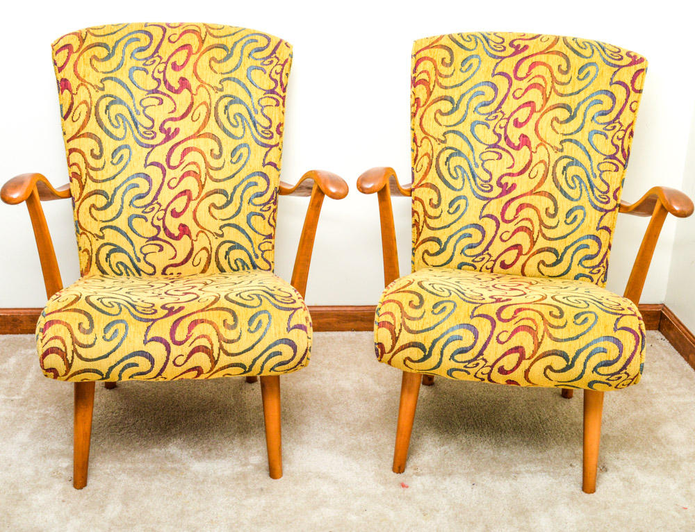 Pair of Mid Century Modern Swedish Upholstered  Chairs