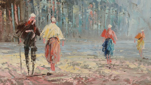 Caroline Burnett Oil Painting on Canvas of the Moulin Rouge