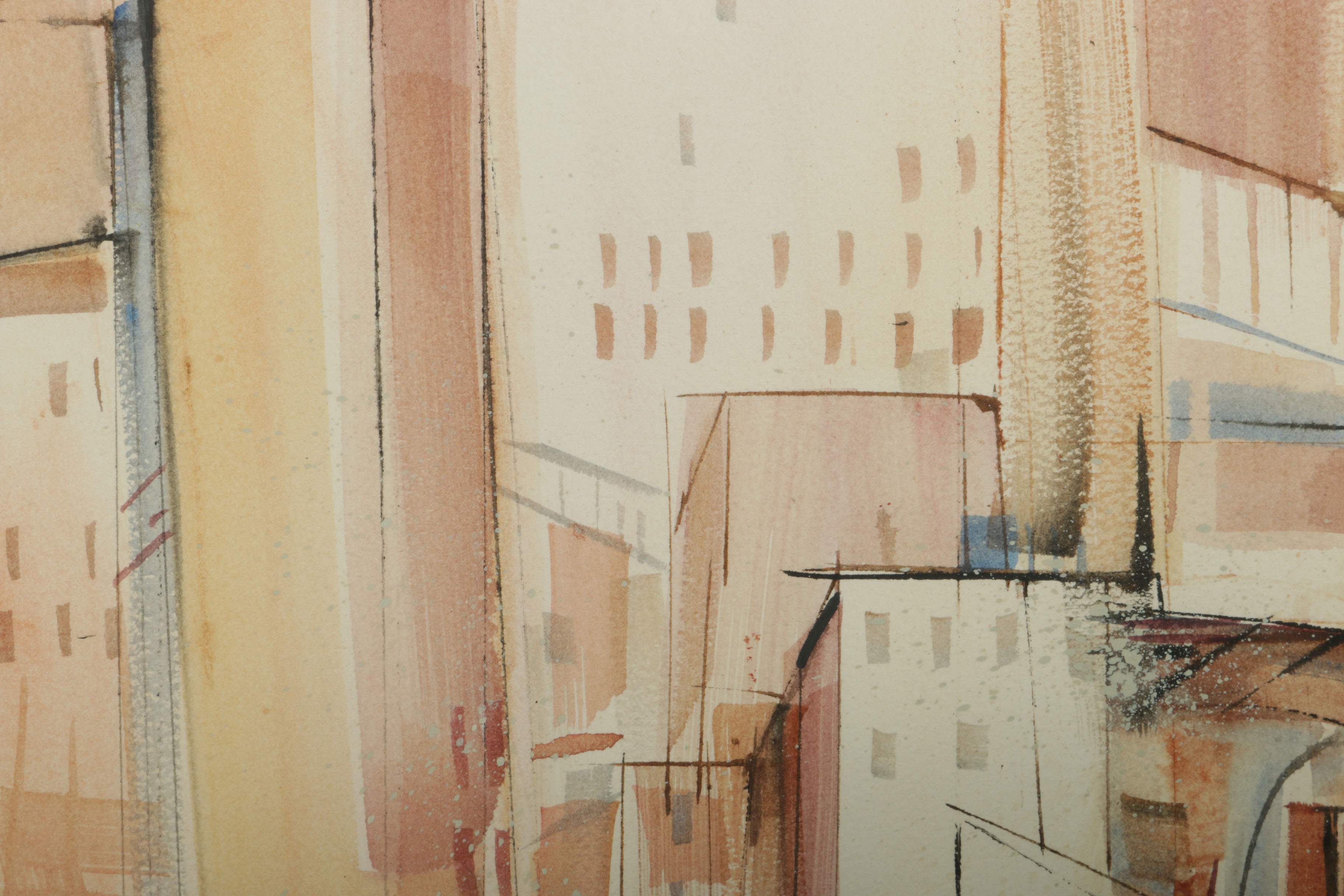 Pair of Mary Endico Watercolor Cityscapes