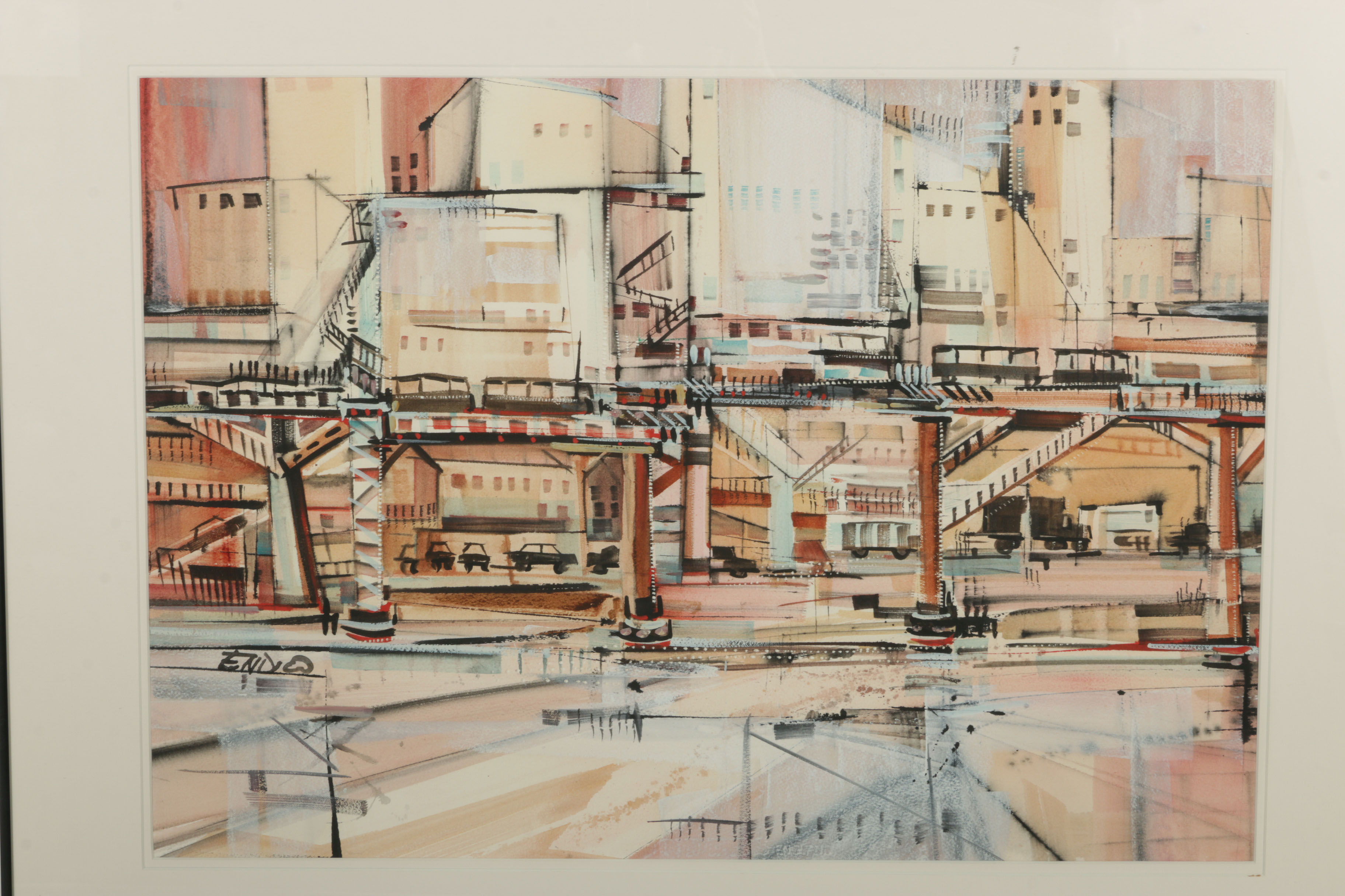 Pair of Mary Endico Watercolor Cityscapes