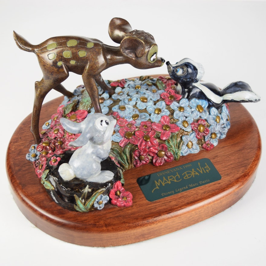 Rare Disneyana 1999 "You Can Call Me Flower" Bambi and Thumper Bronze