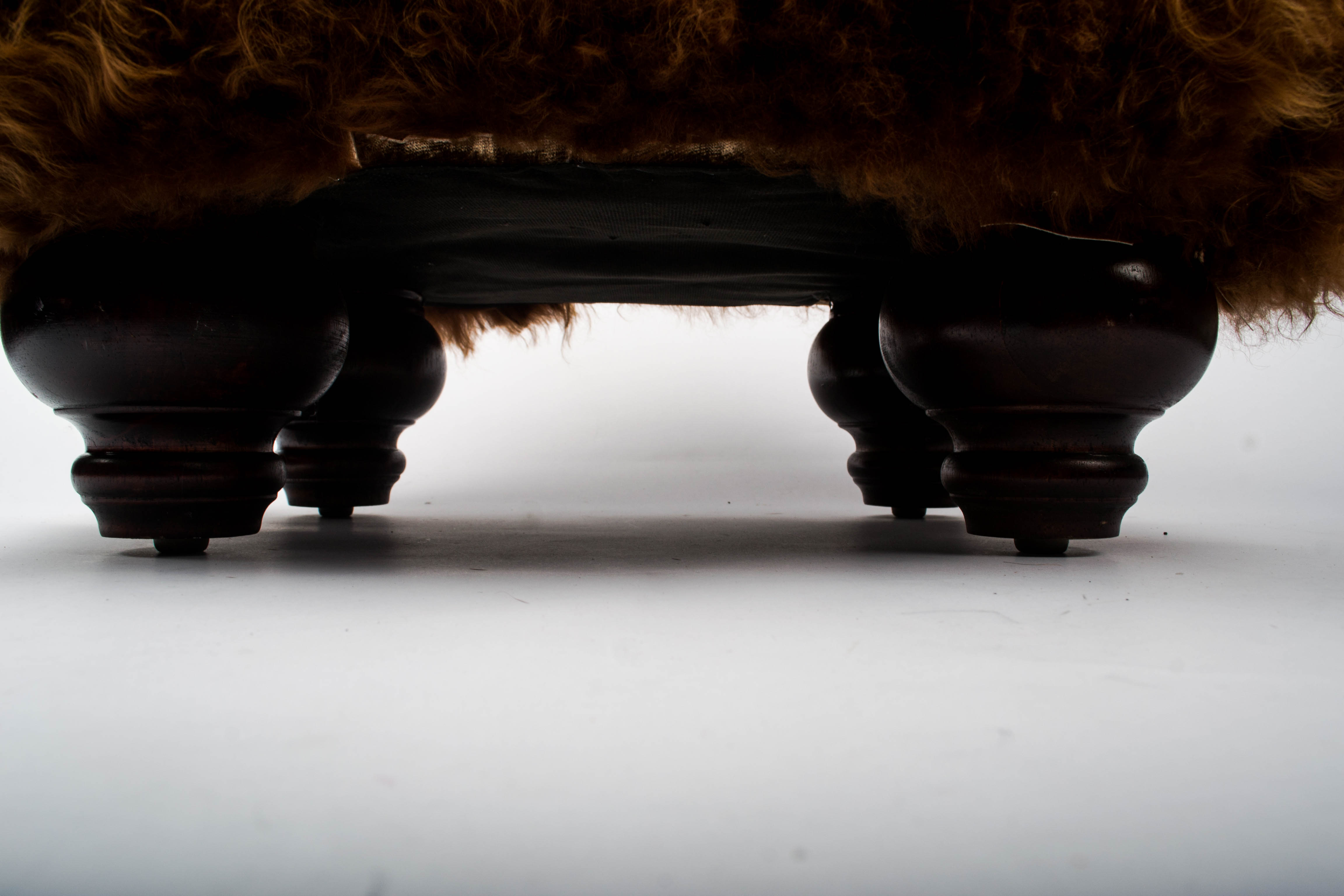 Mongolian Lamb Fur Footstool