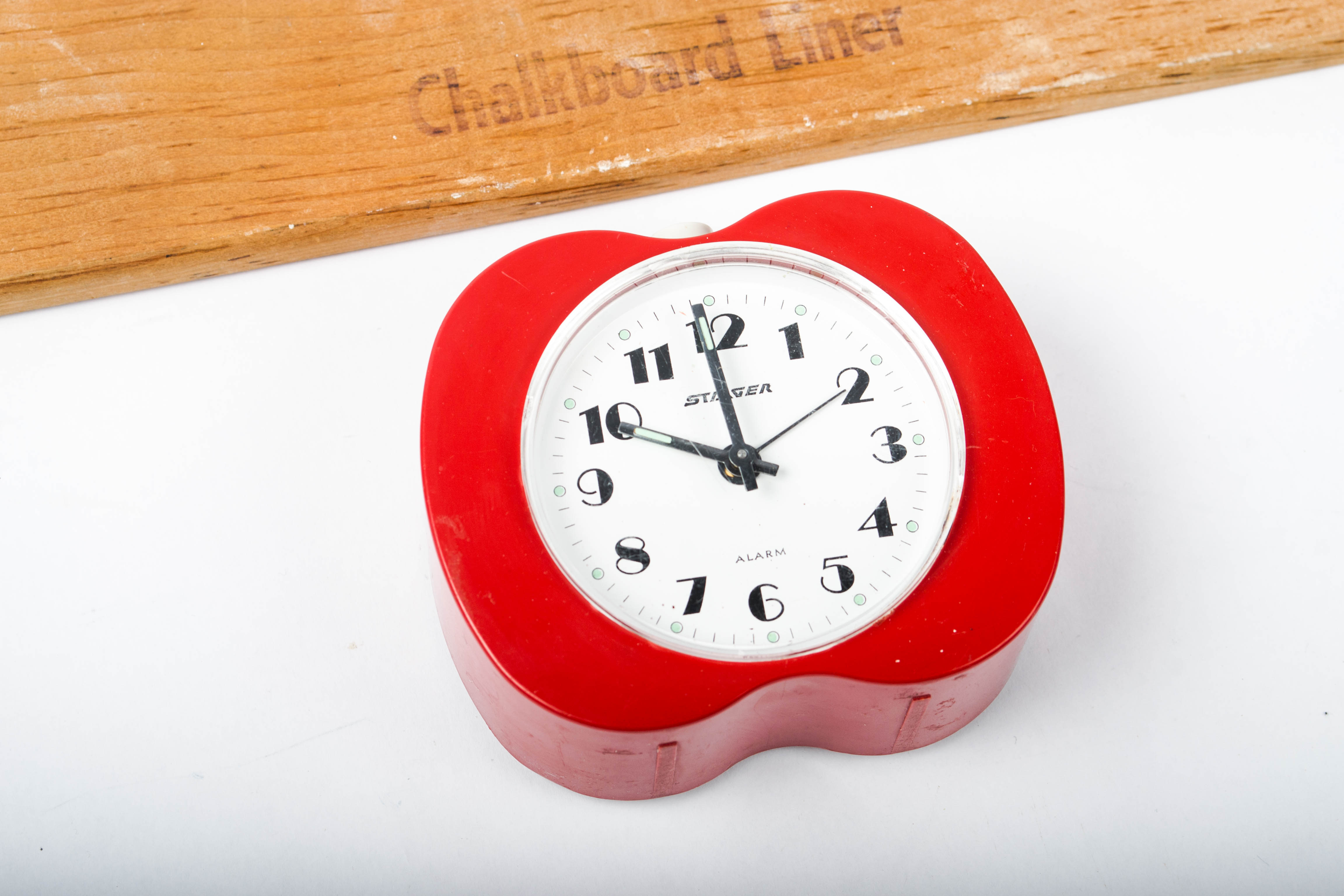 Antique Chalkboard Line Maker and Staiger "Apple" Wind-Up Alarm Clock