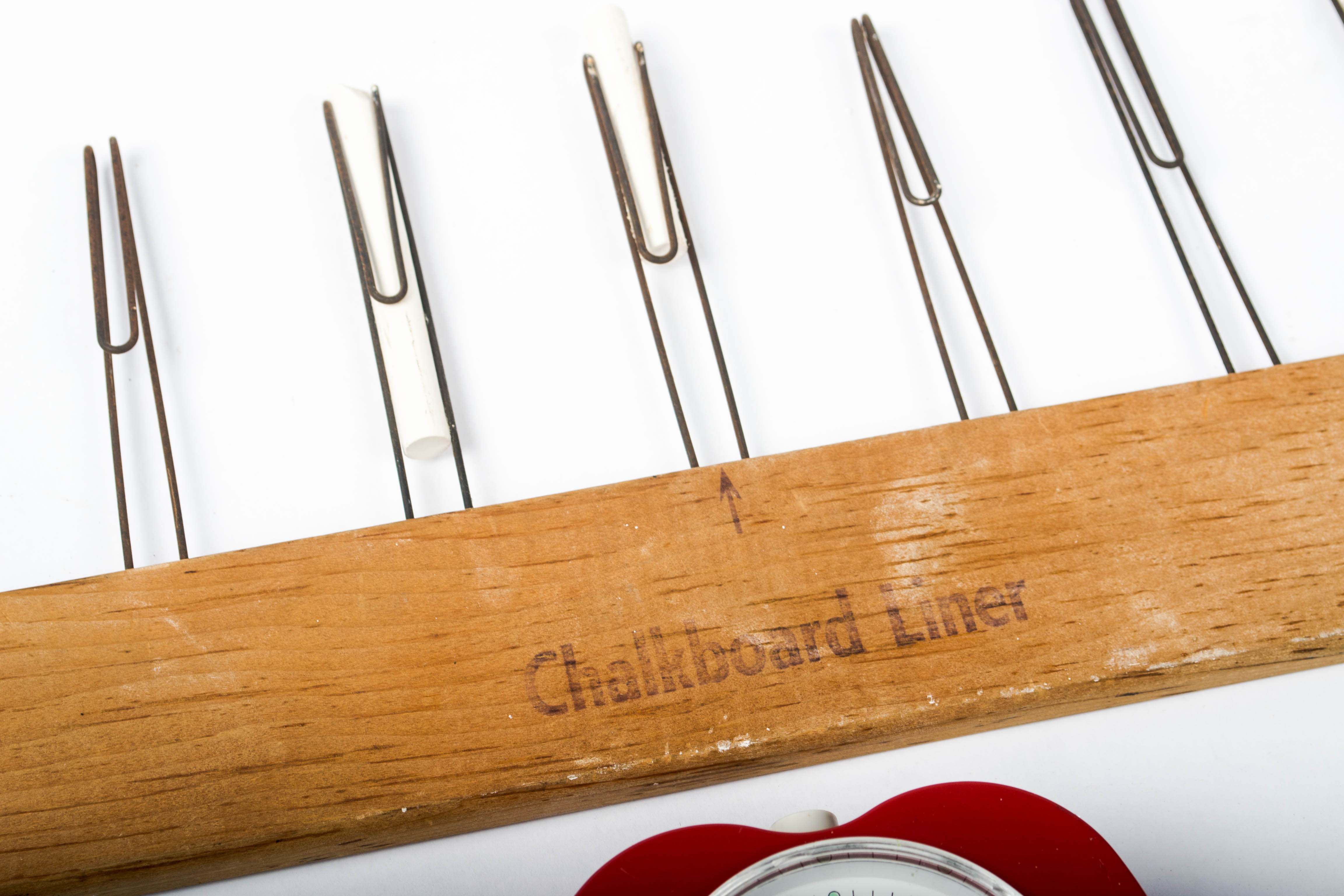 Antique Chalkboard Line Maker and Staiger "Apple" Wind-Up Alarm Clock