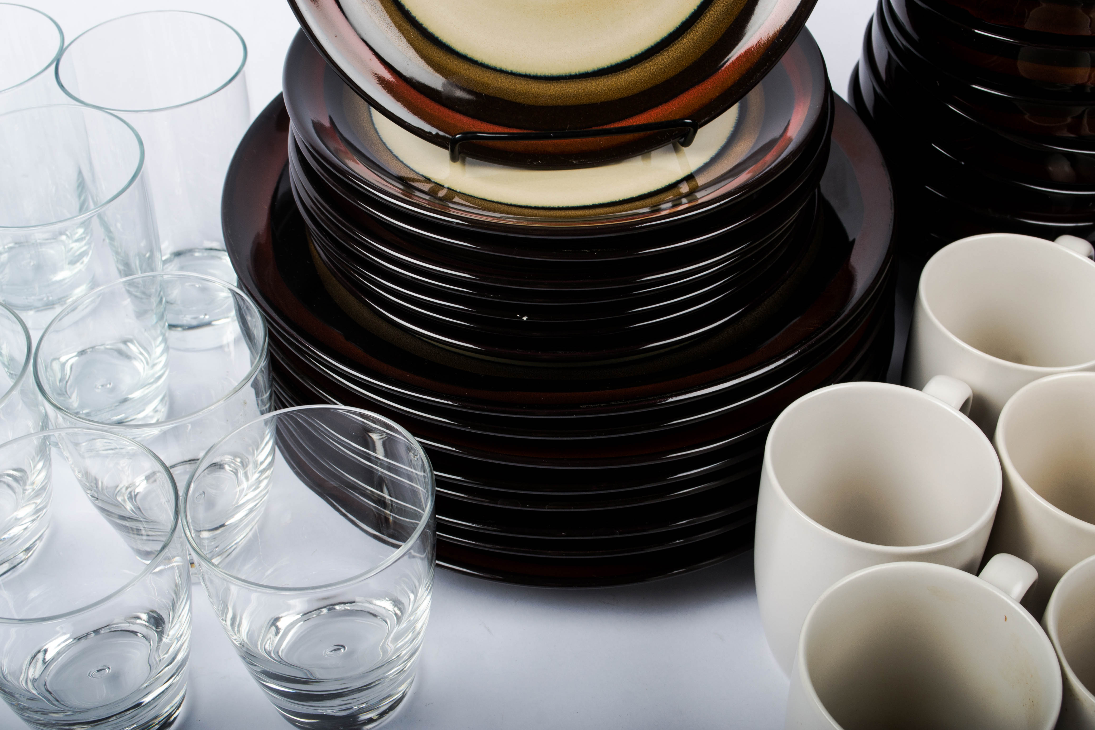 Set of Pier One Dinnerware and Glasses