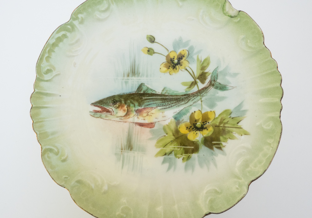 Antique Limoges Fish Platter and Matching Plates