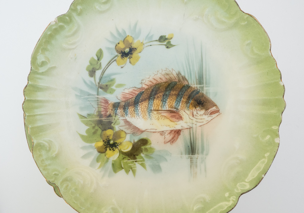 Antique Limoges Fish Platter and Matching Plates