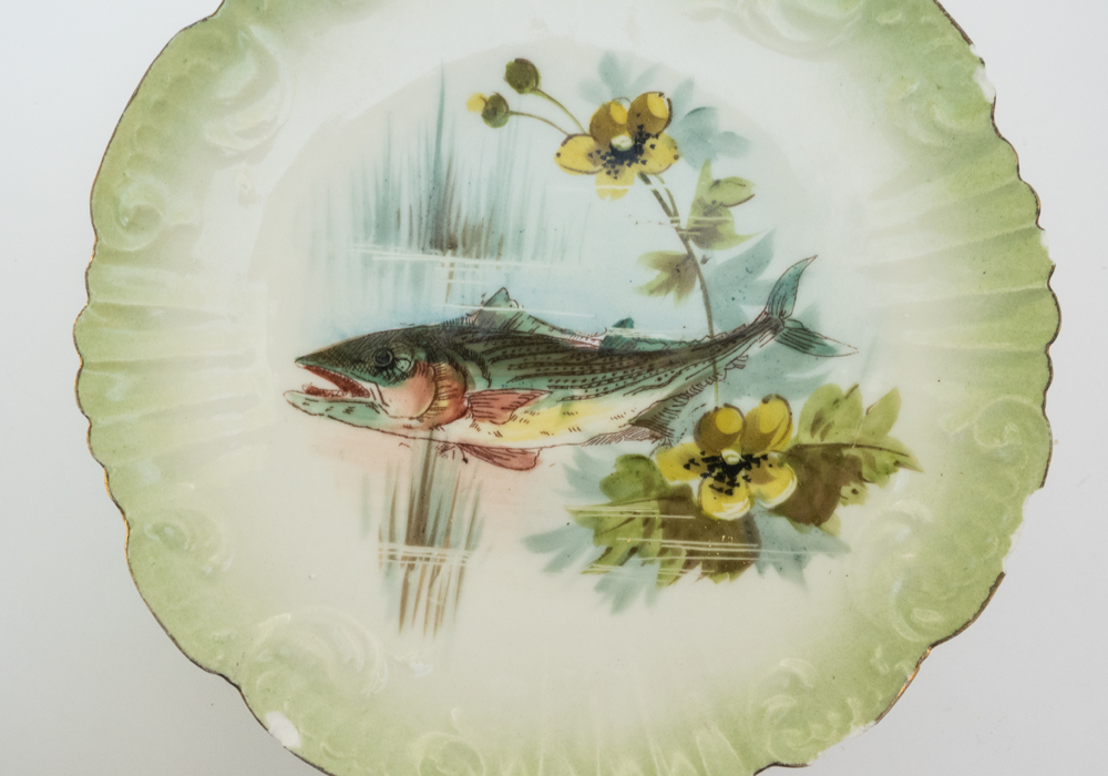 Antique Limoges Fish Platter and Matching Plates
