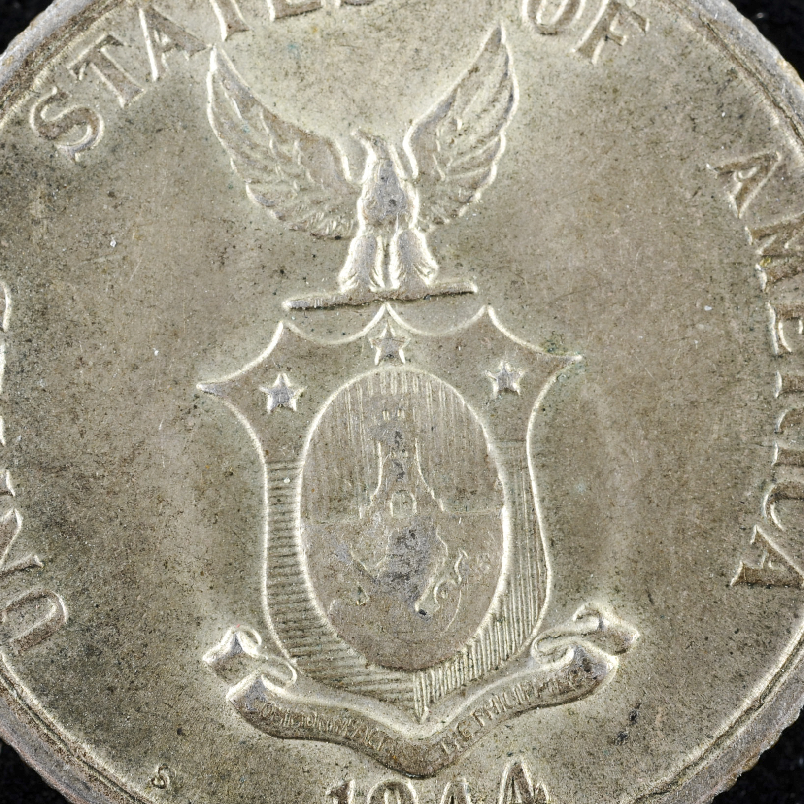 1909 S One Peso and 1944 Fifty Centavos Filipinas Silver Coins