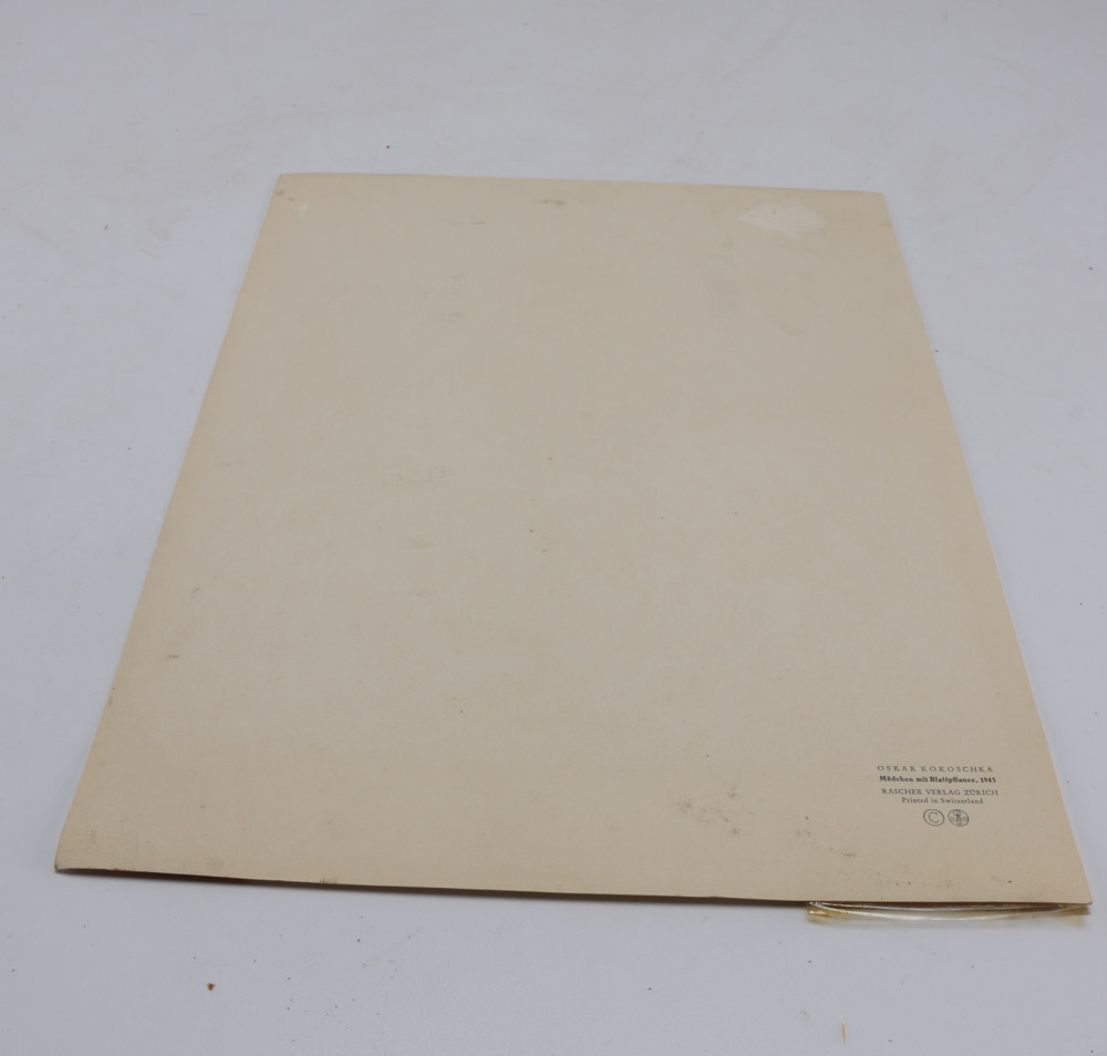 Oskar Kokoschka Signed Lithograph "Girl with the Leaf Plant"