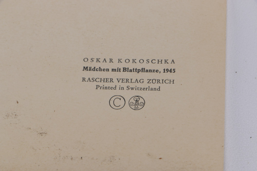 Oskar Kokoschka Signed Lithograph "Girl with the Leaf Plant"