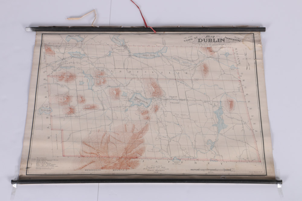 Early 20th Century Wall Map of Dublin, New Hampshire