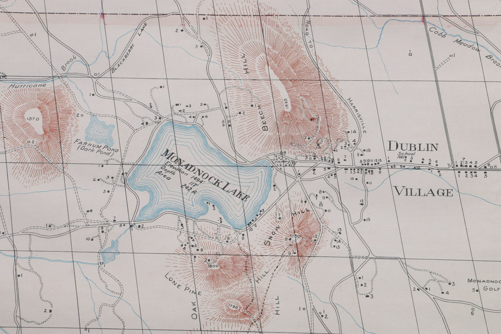 Early 20th Century Wall Map of Dublin, New Hampshire