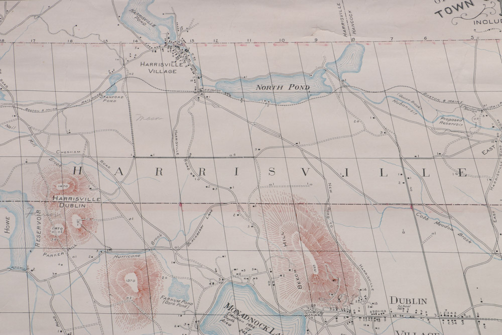 Early 20th Century Wall Map of Dublin, New Hampshire