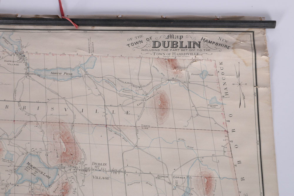 Early 20th Century Wall Map of Dublin, New Hampshire