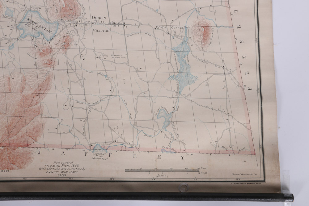 Early 20th Century Wall Map of Dublin, New Hampshire