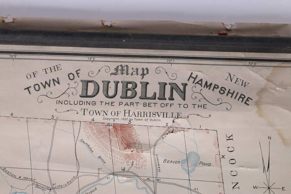 Early 20th Century Wall Map of Dublin, New Hampshire