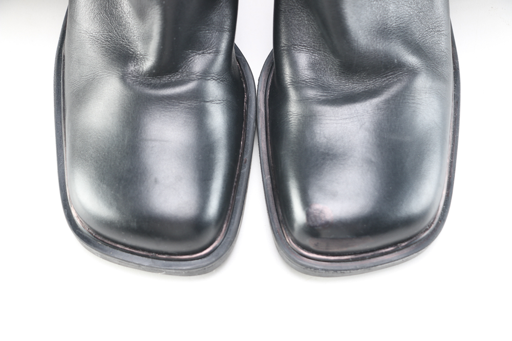 Nine West Black Leather High-Heeled Boots