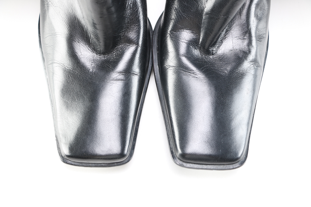 Nine West Black Leather High-Heeled Boots