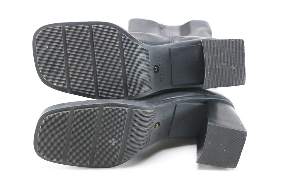 Nine West Black Leather High-Heeled Boots