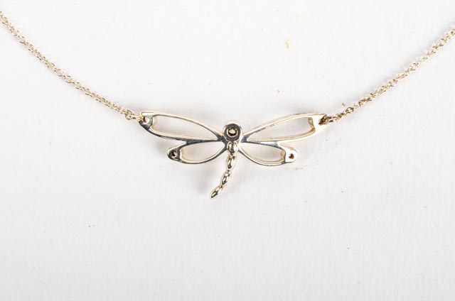 Tiffany & Co Sterling and Diamond Dragonfly Necklace