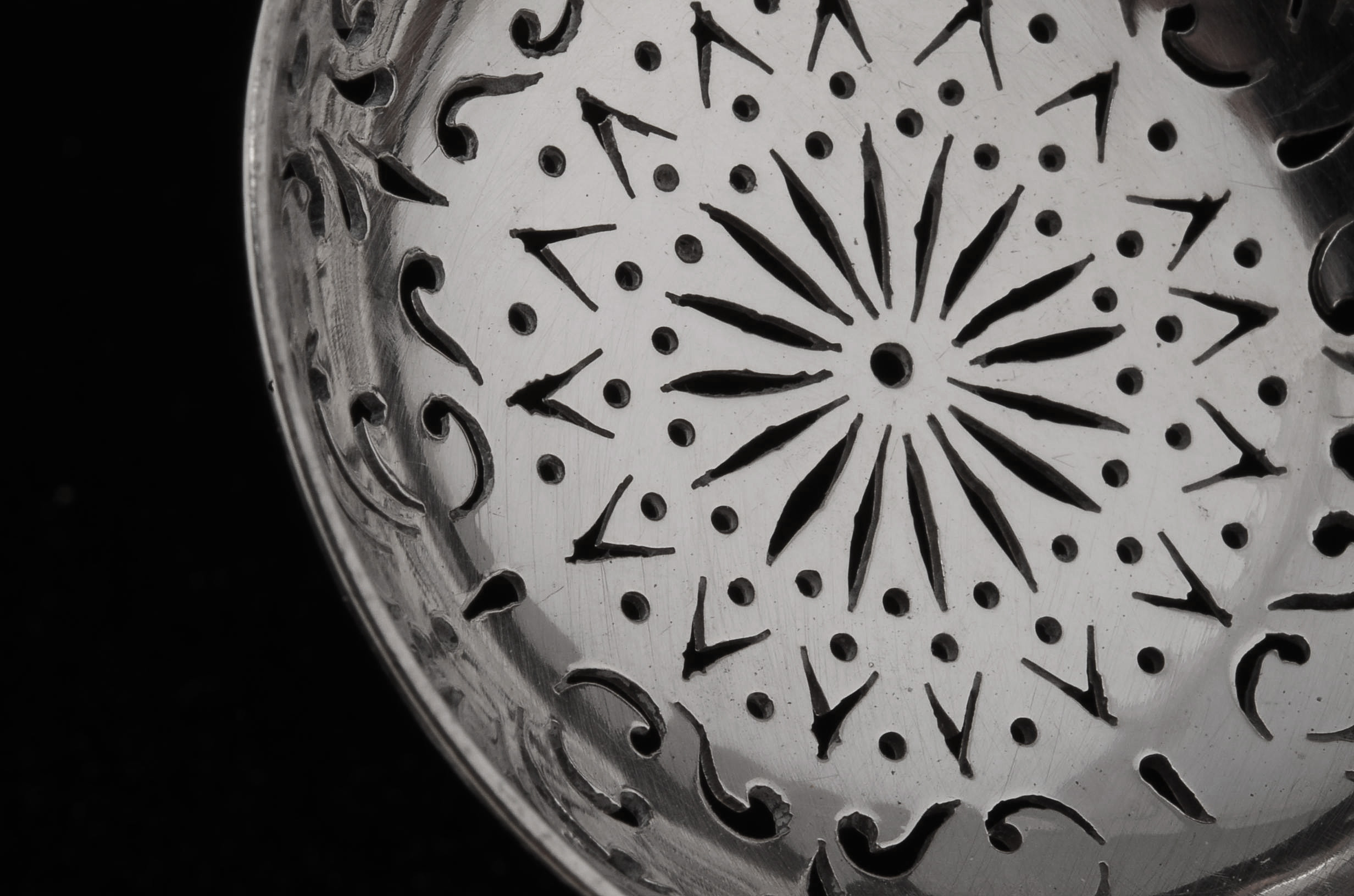 Antique English George William Adams Sterling Silver Tea Strainer Spoon