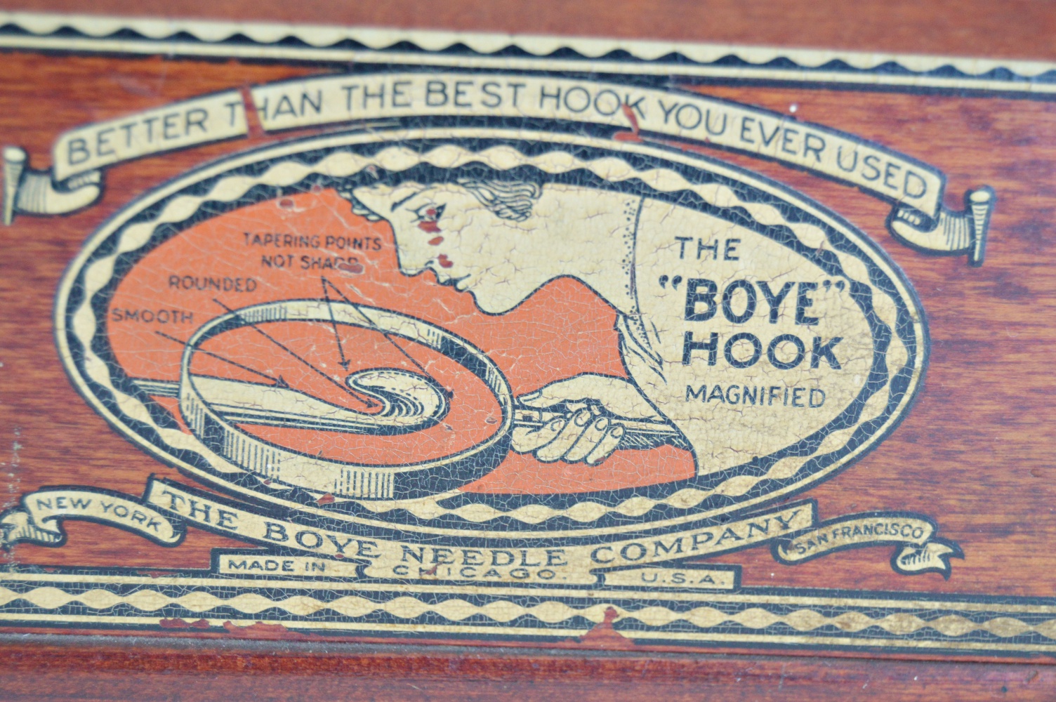 Antique Boye Crochet Hook Display Case