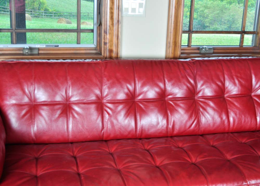 Tufted Red Leather Sofa