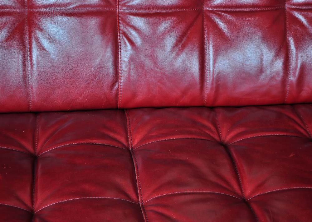 Tufted Red Leather Sofa