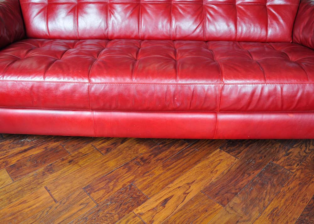 Tufted Red Leather Sofa