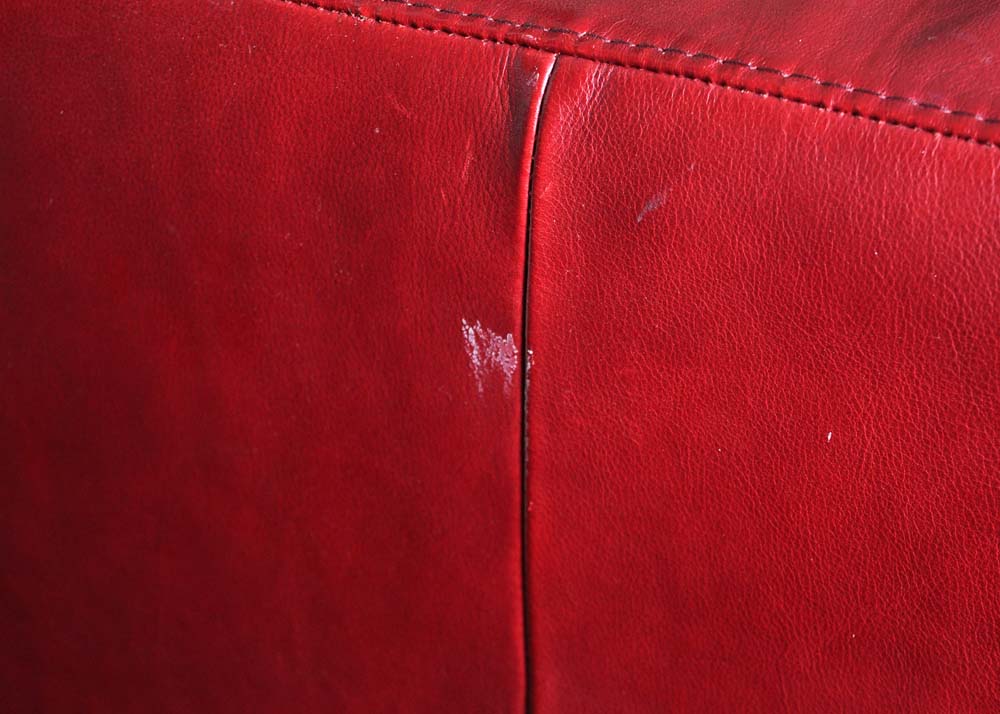 Tufted Red Leather Sofa
