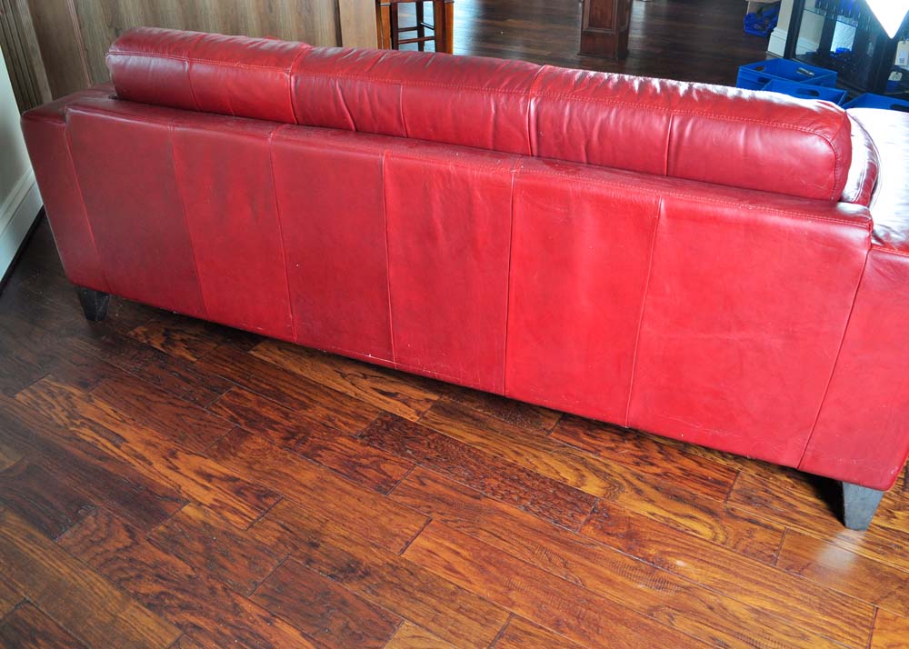 Tufted Red Leather Sofa