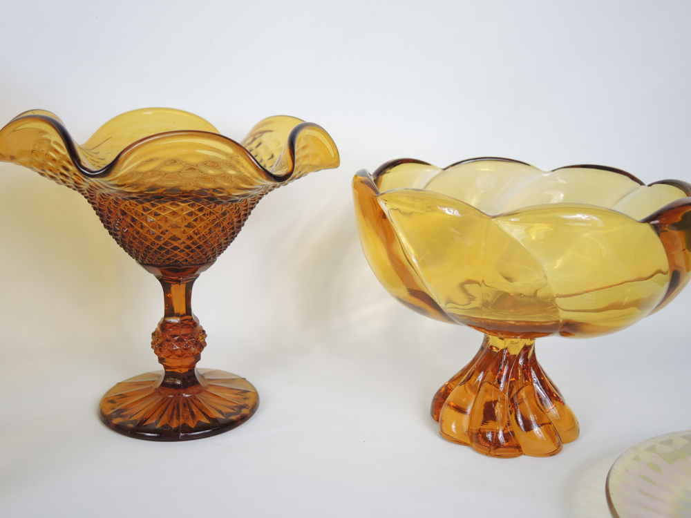 Vintage Fostoria Amber Coin Dot Glassware