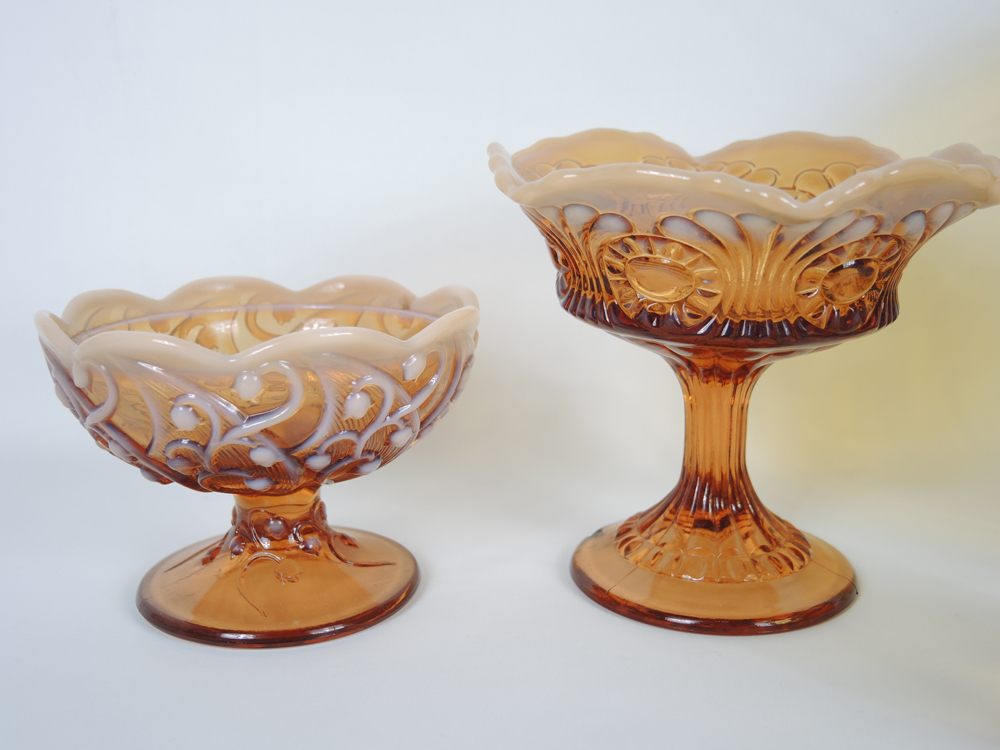 Vintage Fostoria Amber Coin Dot Glassware