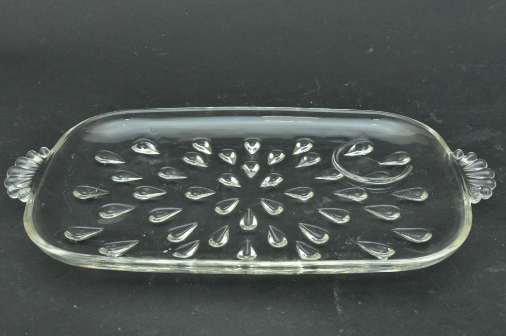 Anchor Hocking Pressed Glass Snack Trays and Cup Set