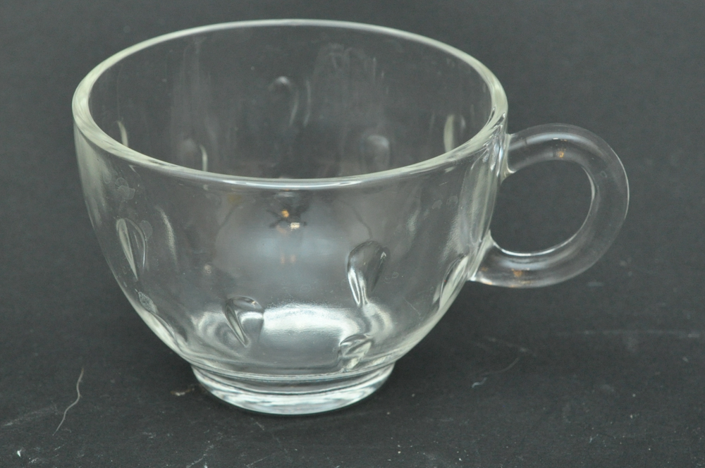 Anchor Hocking Pressed Glass Snack Trays and Cup Set