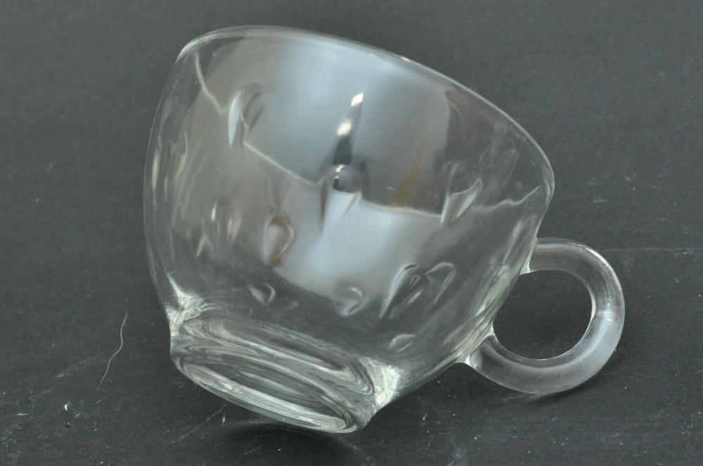 Anchor Hocking Pressed Glass Snack Trays and Cup Set