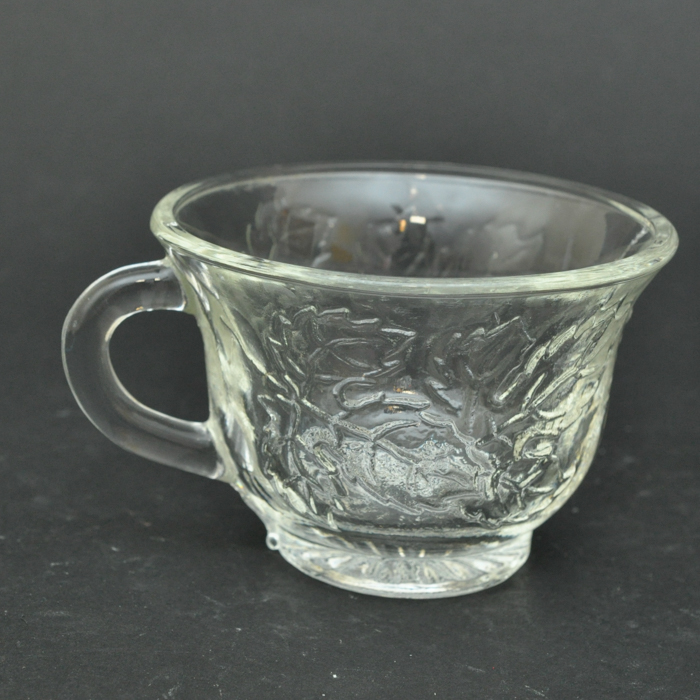 Anchor Hocking Pressed Glass Snack Trays and Cup Set