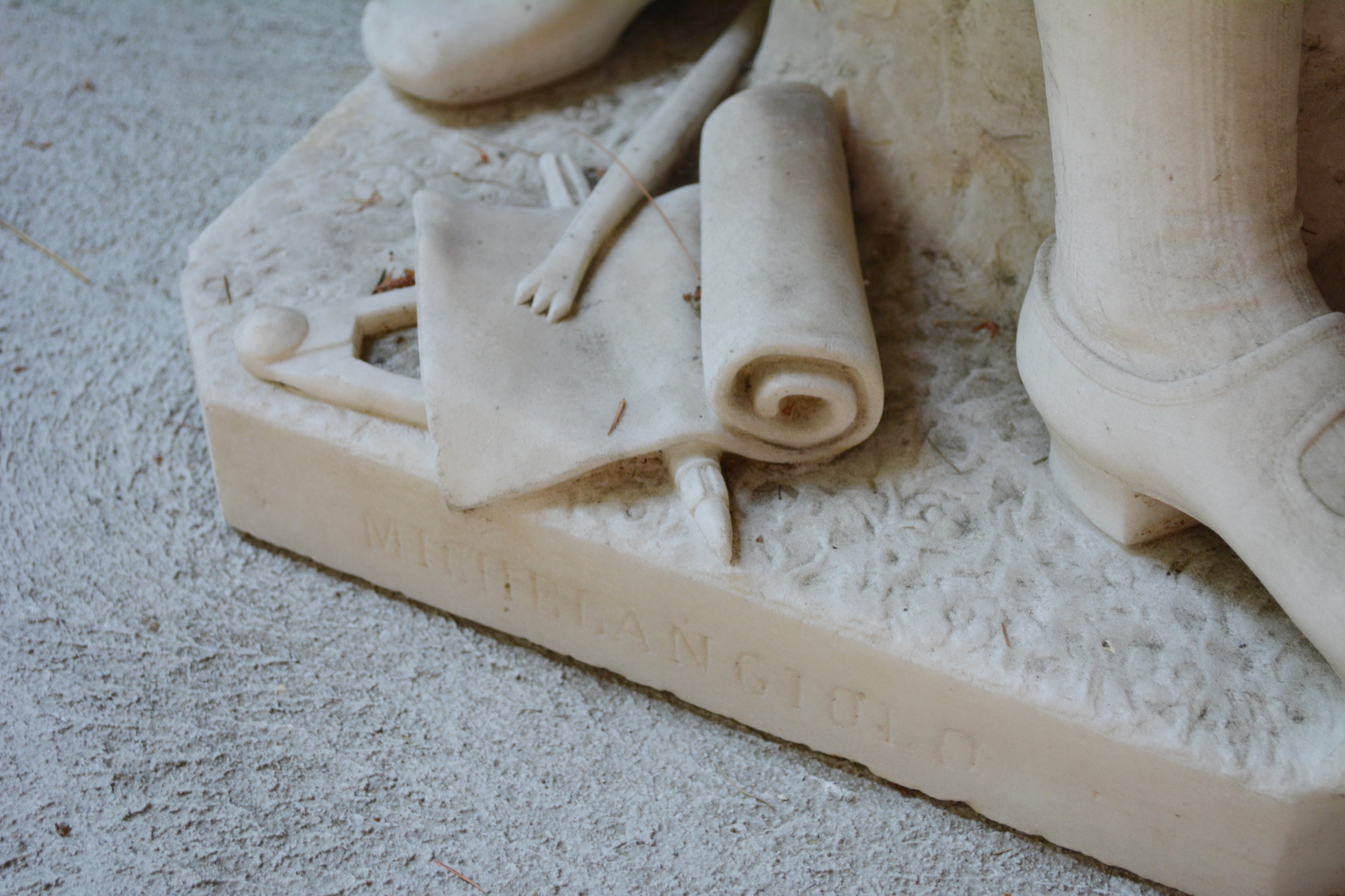 Marble Carved Statue of Young Michelangelo After Emilio Zocchi