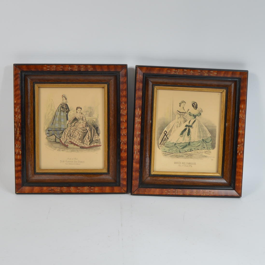 Framed Hand Tinted Etchings Of Parisian Fashions